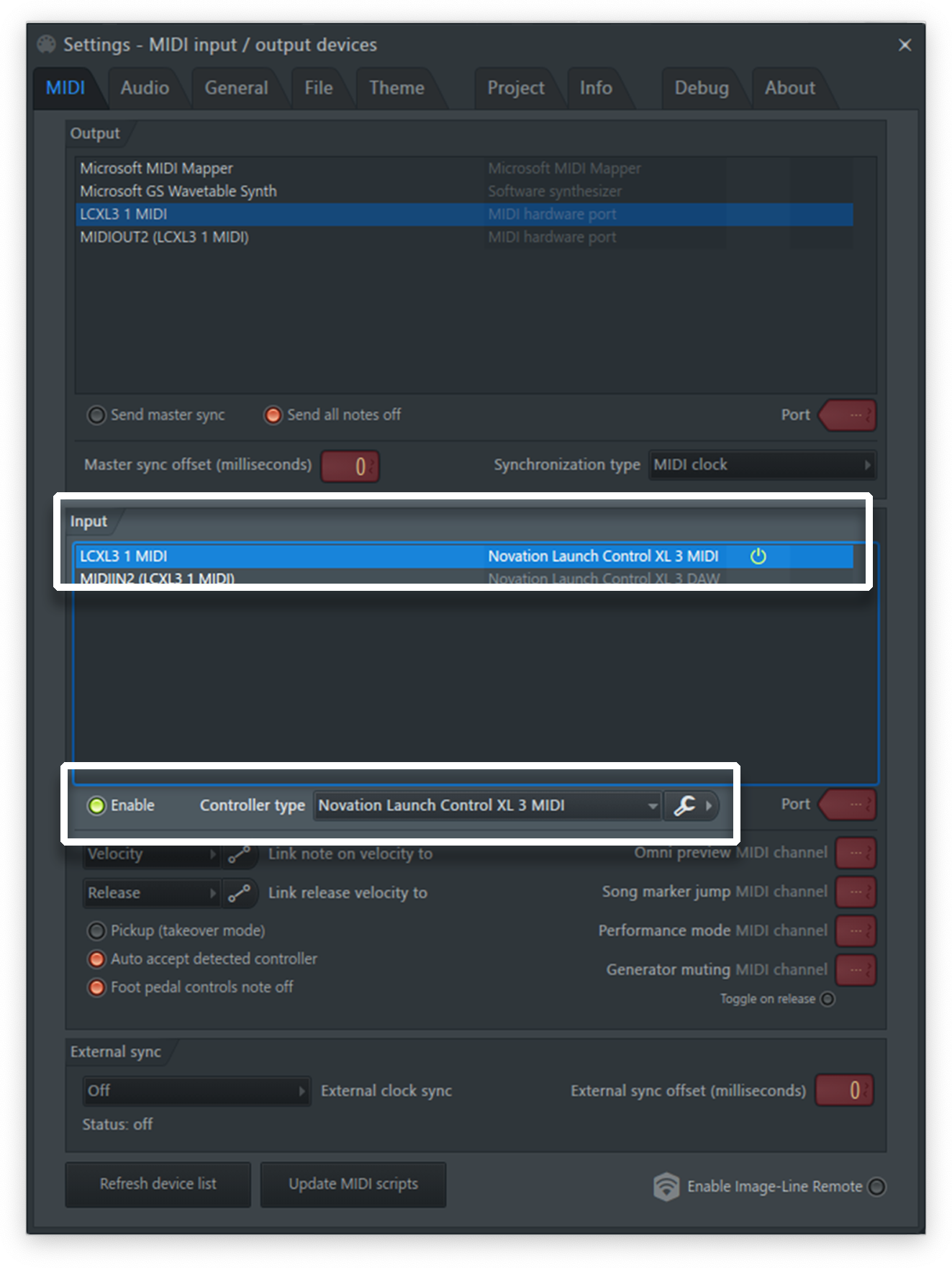 FL Studio Enable LCXL 3 1 MIDI Windows.png