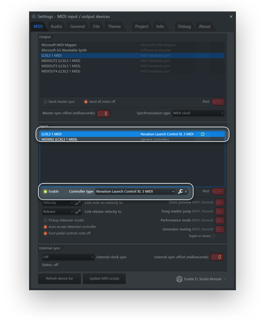 FL Studio Enable LCXL 3 1 MIDI Windows.png