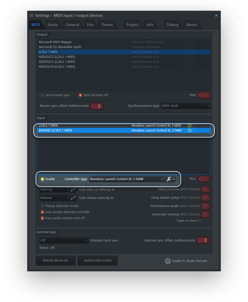FL Studio Enable LCXL 3 MIDIIN2 Windows.png